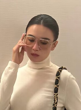 宋佳同款浅茶色双梁大框墨镜女高级感欧美时尚圆脸显脸小太阳眼镜