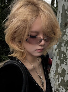 韩版千禧辣妹y2k无框墨镜女时髦高级感凹造型防紫外线太阳镜潮酷