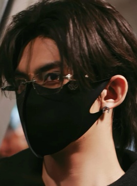 韩版无边框切边纯欲平光镜男装饰斯文辣妹度数可配老花近视眼镜女