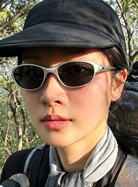 未来感金属镀膜登山墨镜椭圆机械凹造型运动太阳眼镜近视骑行眼镜