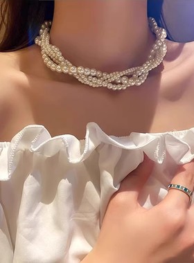 法式珍珠山茶花项炼女高级