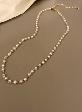 全珍珠可调节项链韩国设计