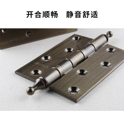 鸿瀛仿古铜皇冠头铜合页青古铜门合页铰链4寸合页木门静音 - 图0