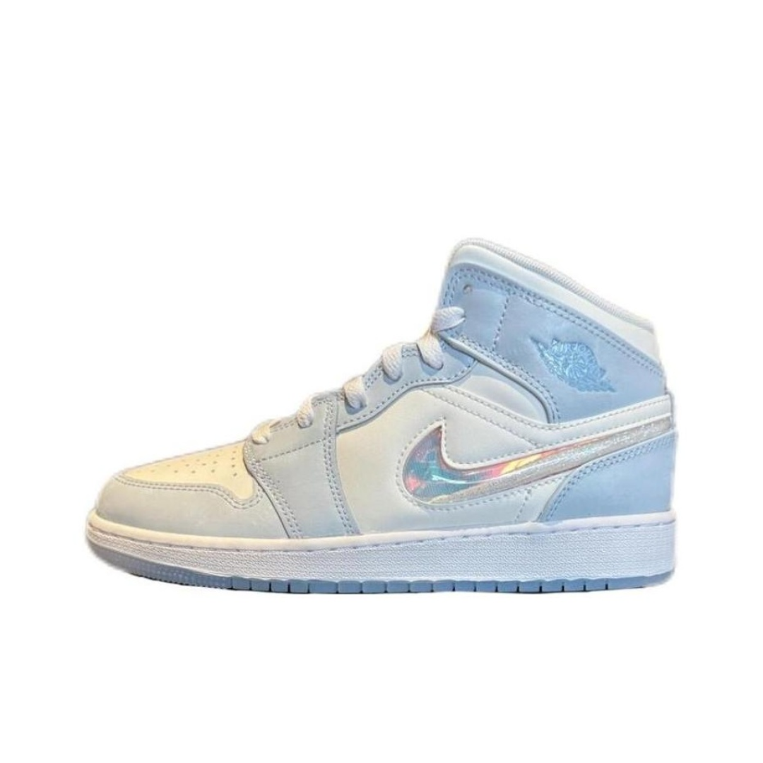 Cspace W Air Jordan 1 Mid AJ1蓝色 耐磨中帮篮球鞋 FQ9117-400 - 图3