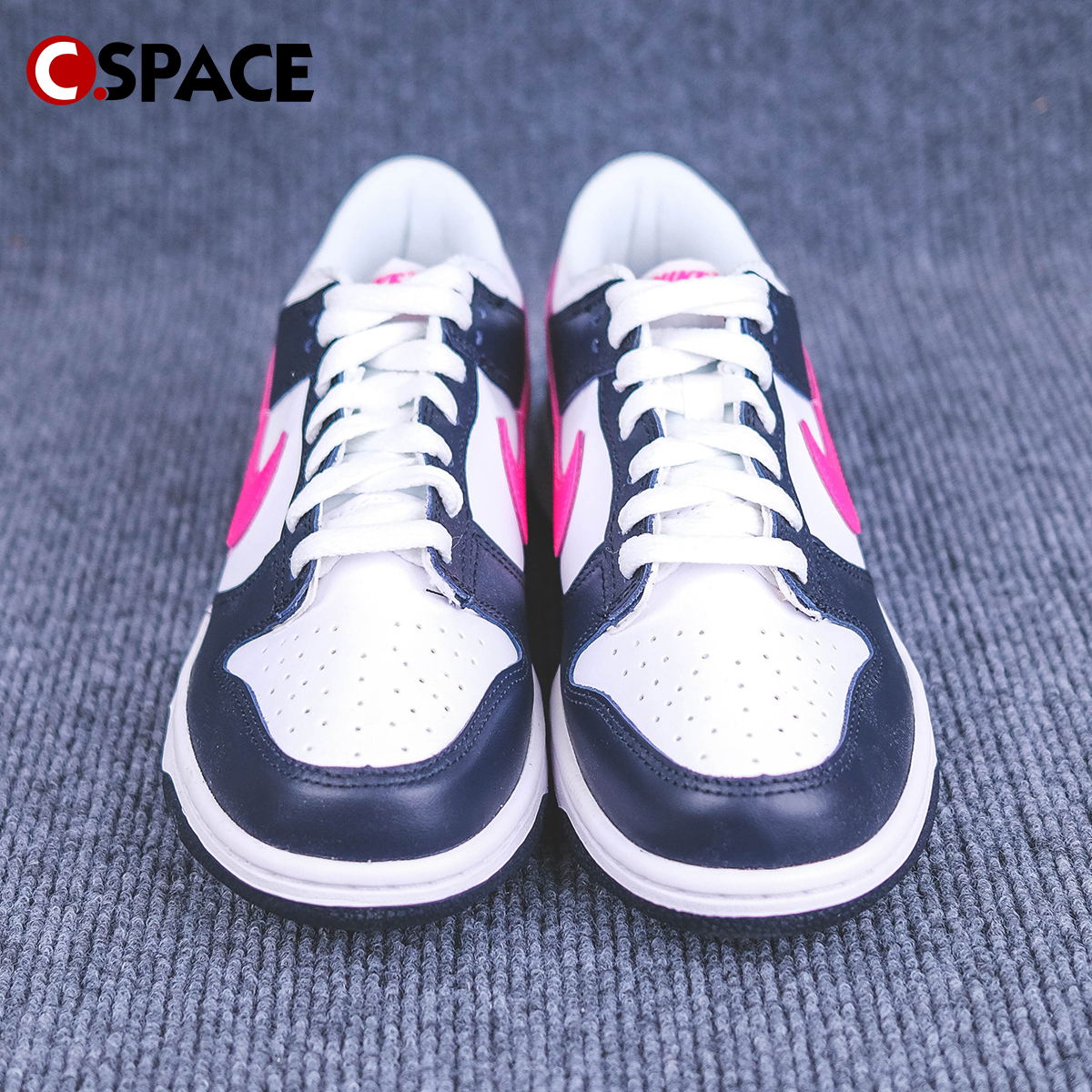 Cspace Nike Dunk Low 白黑粉 防滑耐磨休闲板鞋 FB9109-401 - 图1