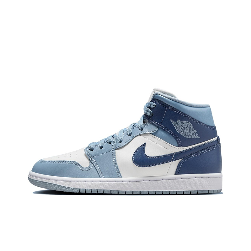 Cspace W Air Jordan 1 Mid AJ1白蓝 高帮复古篮球鞋 BQ6472-140 - 图3