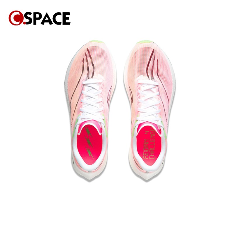 Cspace LiNing李宁 飞电4粉橙碳䨻一体䨻丝低帮跑步鞋 ARMU005-12 - 图0