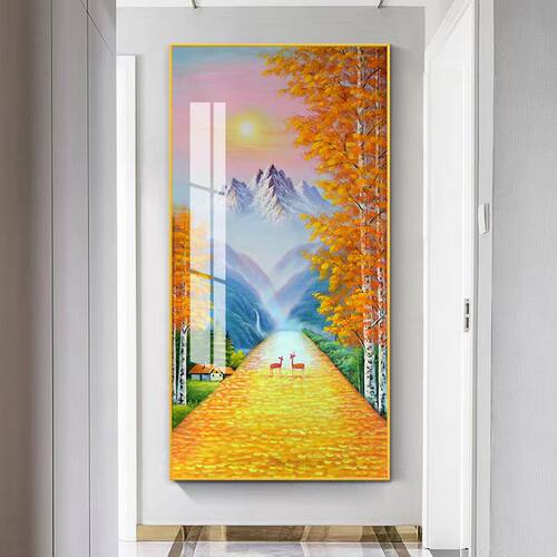 黄金大道玄关装饰画入户进门过道走廊壁画现代轻奢简约发财树挂画 - 图2
