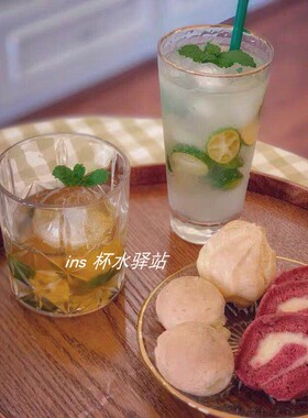 ins日式圆形木托盘茶盘咖啡厅茶