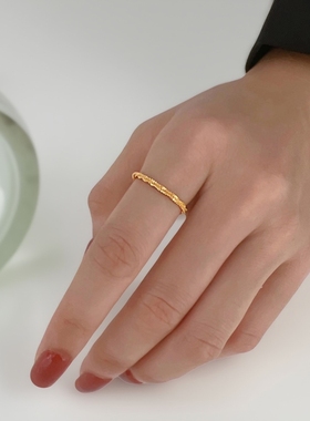 满天星钛钢镀18k金轻奢小众戒指