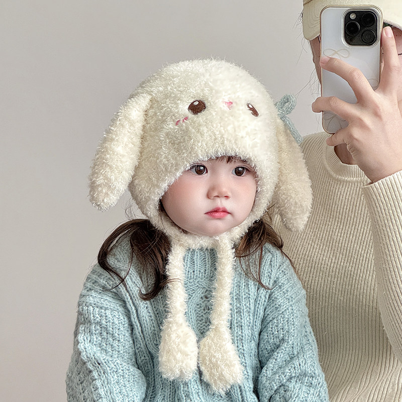 儿童帽子秋冬季保暖加厚护耳帽女宝宝可爱超萌防风毛绒针织帽韩版,淘宝优惠券,粉丝福利购,淘宝优惠卷