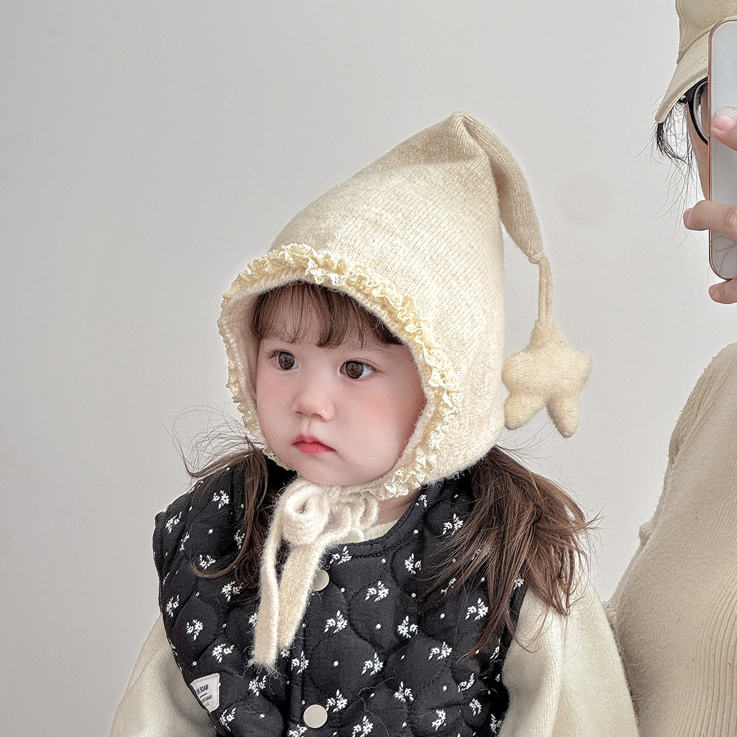 韩版儿童帽子秋冬季保暖加厚针织护耳尖尖帽女宝宝出游防风毛线帽,淘宝优惠券,粉丝福利购,淘宝优惠卷