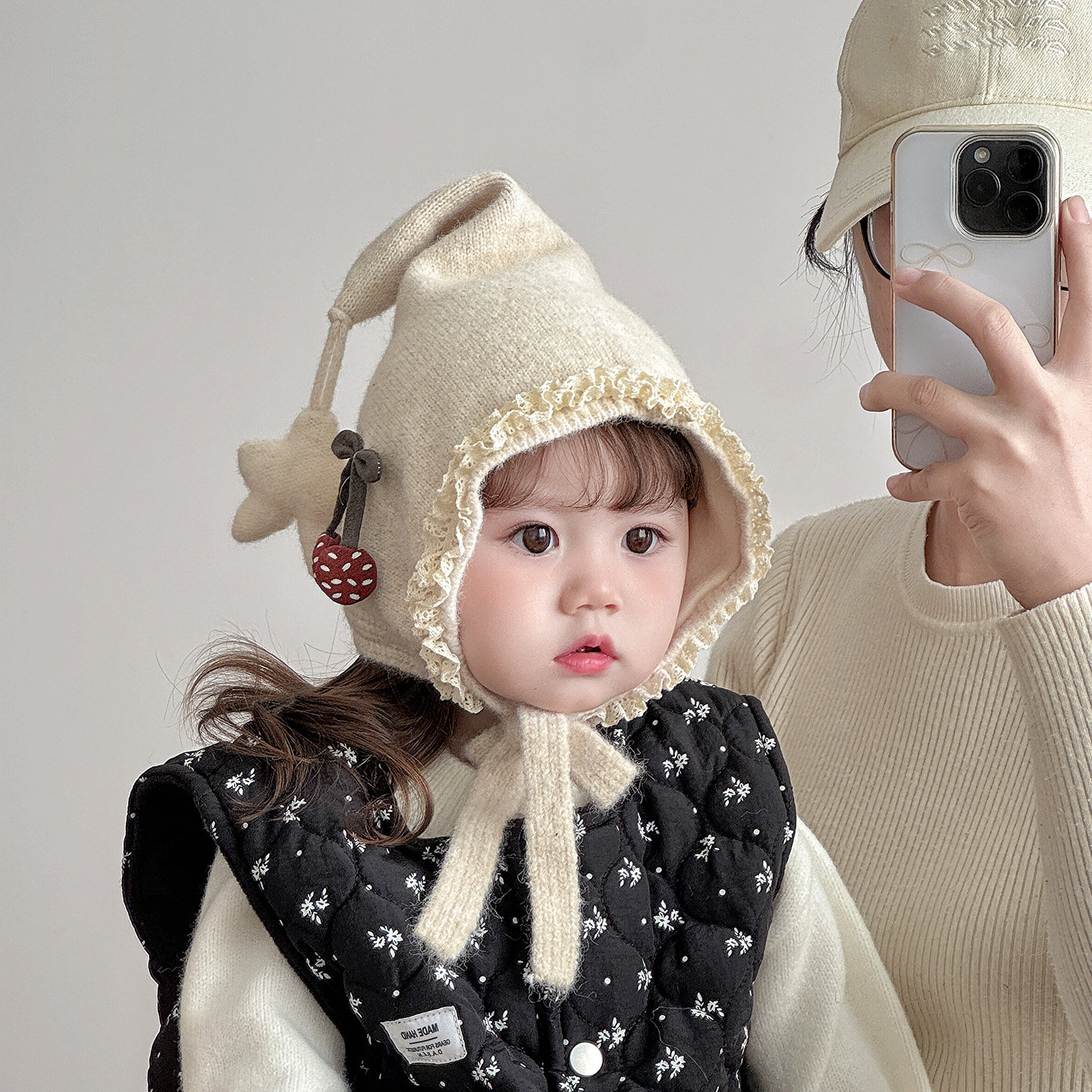 韩版儿童帽子秋冬季保暖加厚针织护耳尖尖帽女宝宝出游防风毛线帽,淘宝优惠券,粉丝福利购,淘宝优惠卷