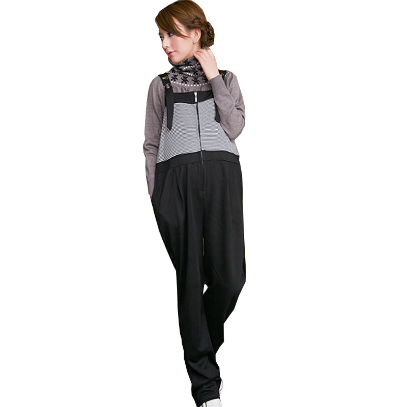 慈颜春秋韩版条纹拉链方便孕妇长裤 慈颜孕妇背带裤