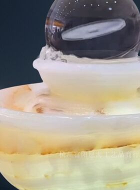 天然玉石收银台风水球手工抛真光水晶球桌面喷泉流水摆件转动饰品