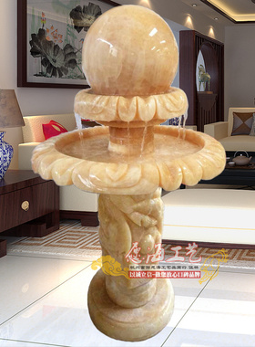 会所禅意风大理石流水喷泉装饰品