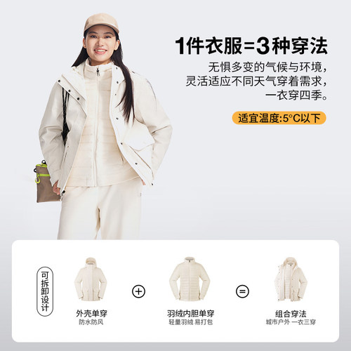 预【经典款】北面女羽绒三合一冲锋衣鹅绒防水TheNorthFace|8GK7 - 图2