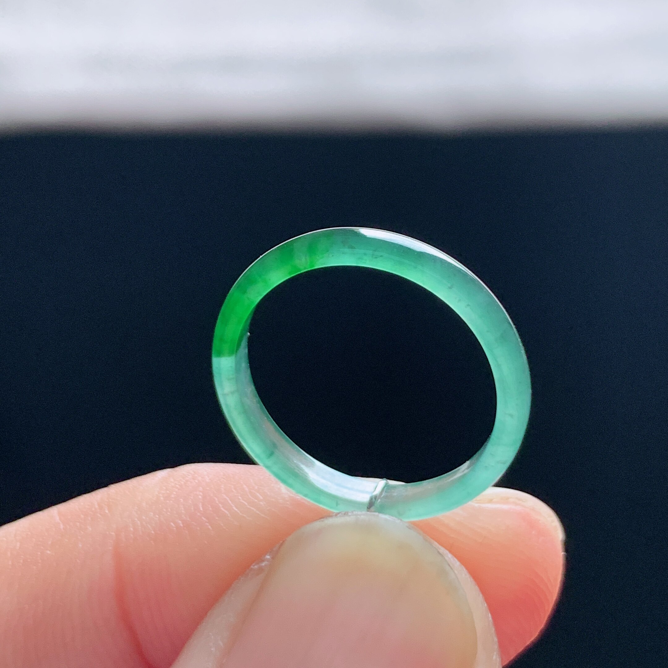 Natural A-grade ice-green jadeite ring
