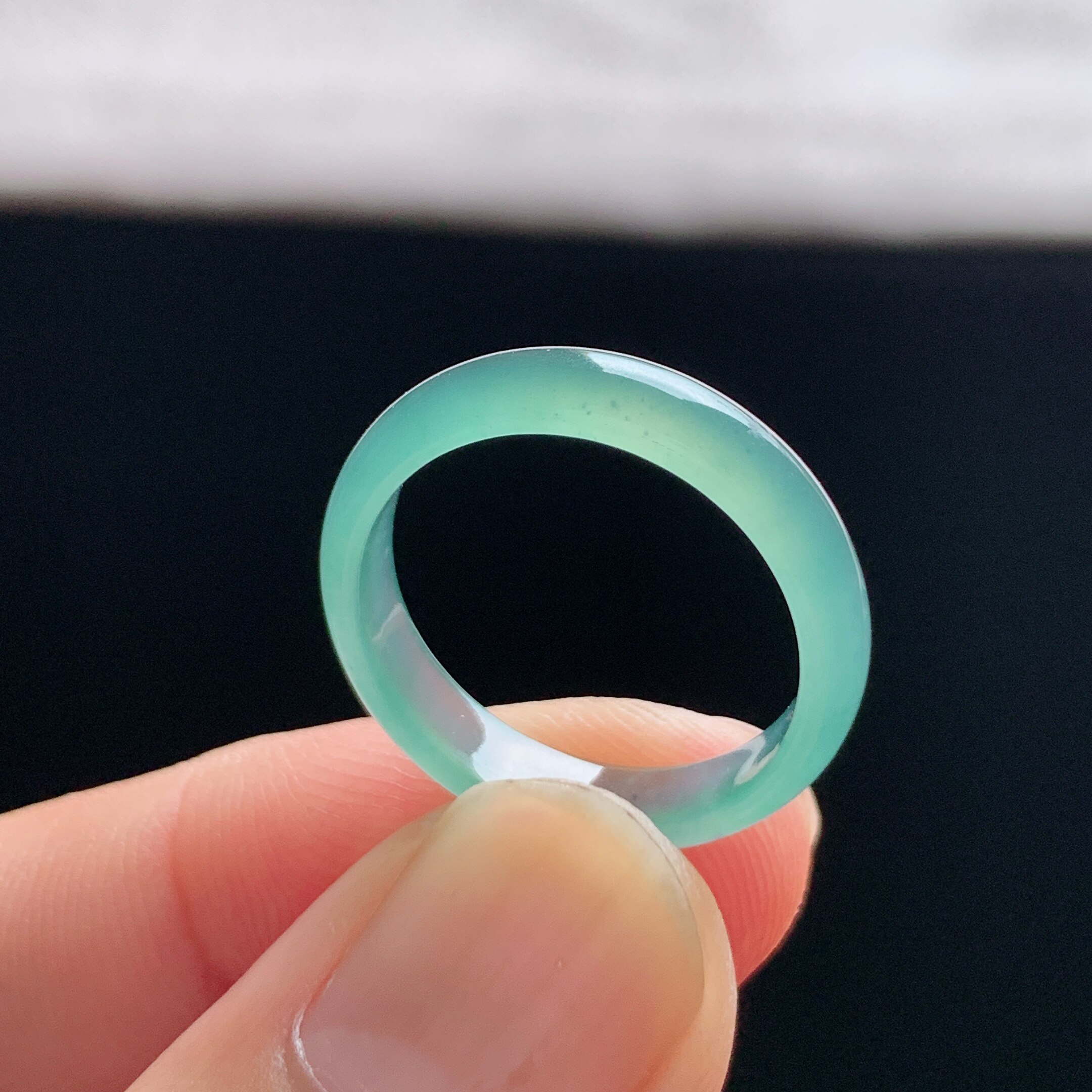 Natural A-grade ice grape flesh jadeite ring
