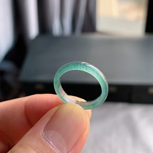 天然A货翡翠 冰种12号牛仔蓝男女戒指指环素圈戒圈尾戒XCE6 - 图0