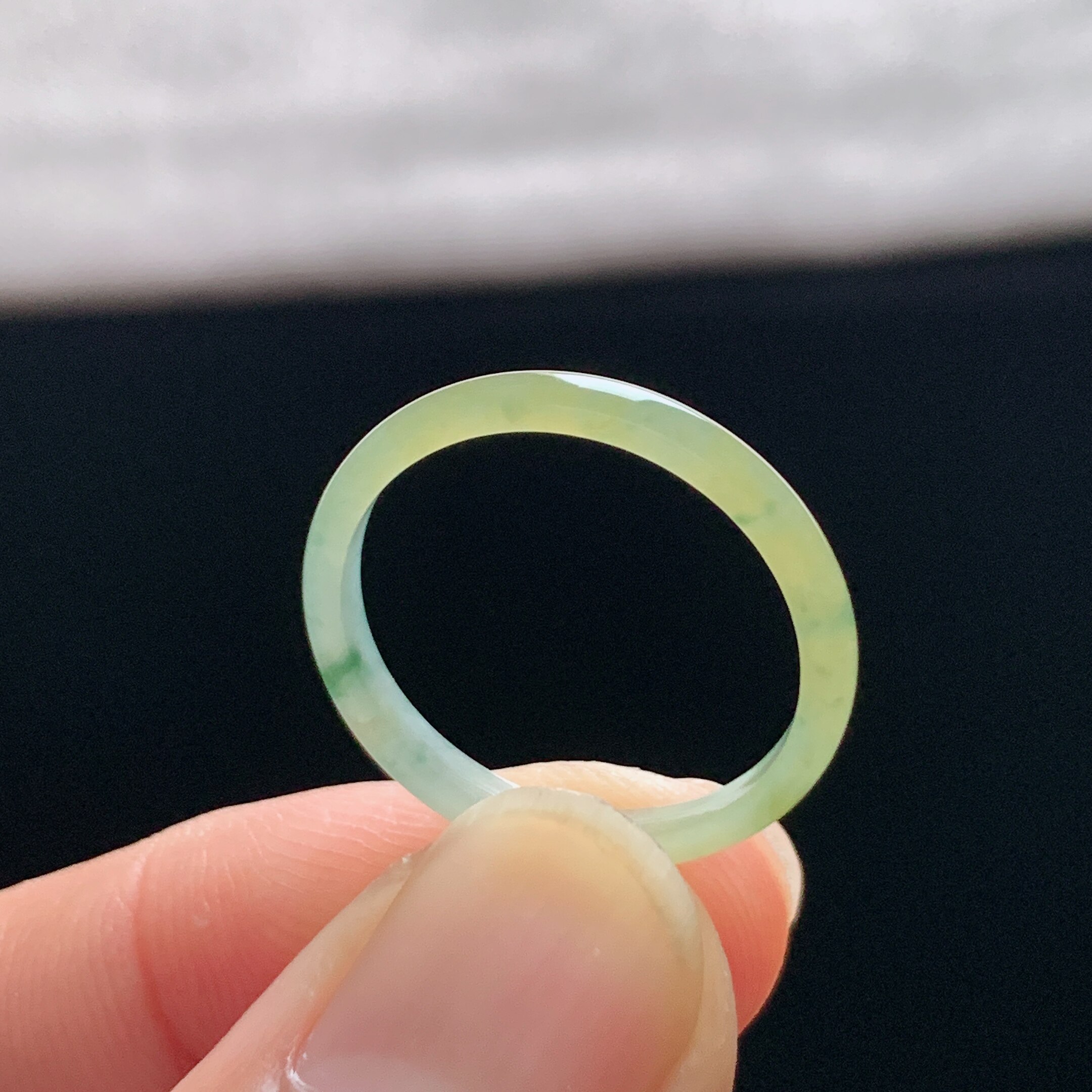 Natural A-grade ice yellow jade ring