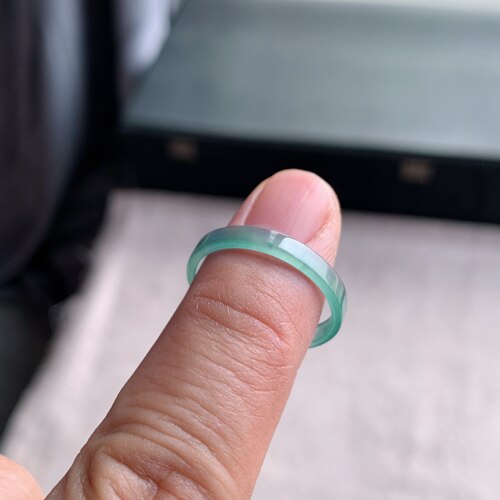 天然A货翡翠 冰种21号白月光方戒男女戒指指环素圈戒圈XIB4 - 图3