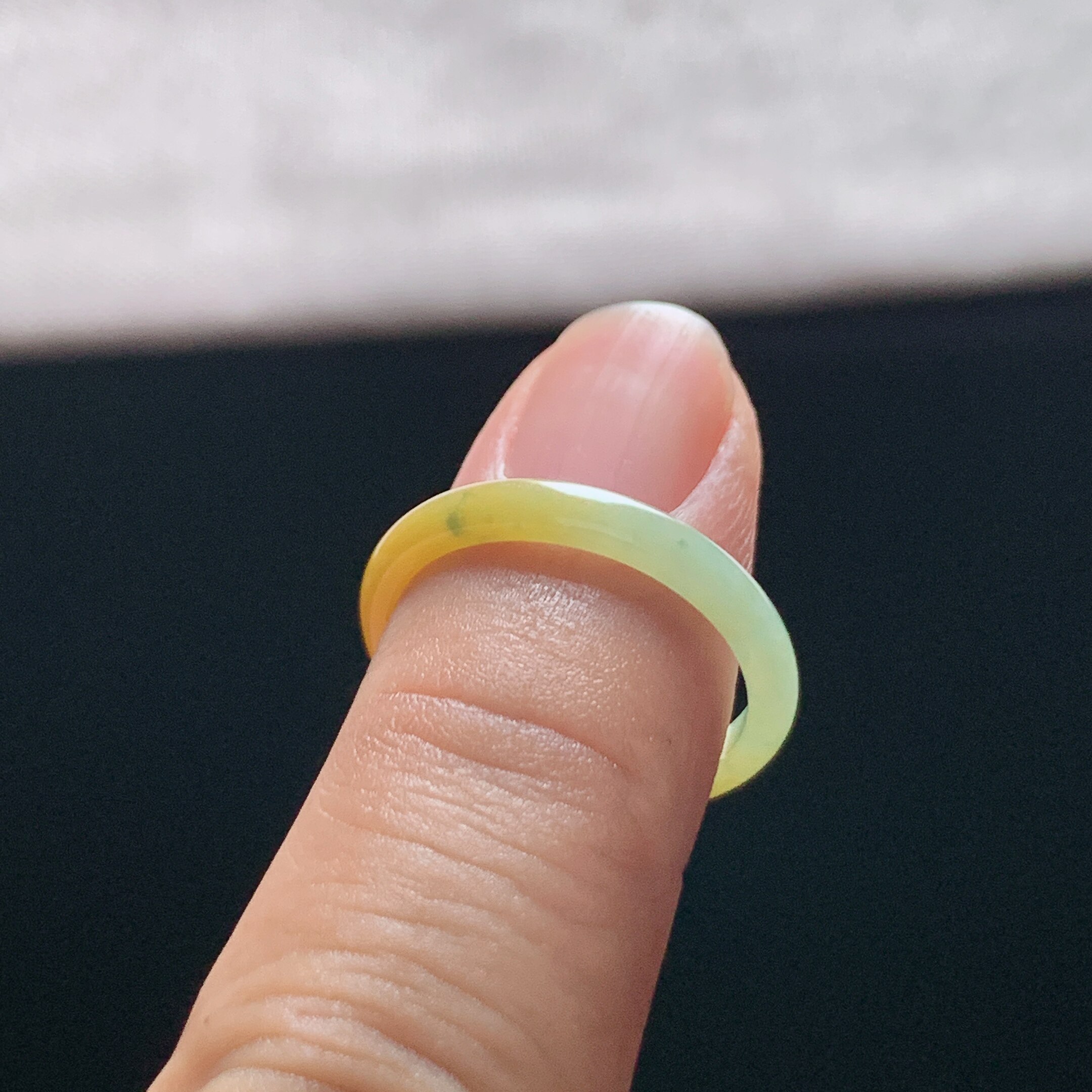 Natural A-grade ice yellow jade ring