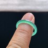 Natural A-grade ice clear water green jade ring