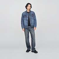 Lee男牛仔夹克复古深蓝翻领数码印花