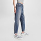 Lee411 bequemer, blau gewaschener Damenjeans-Trend mit hoher Taille und schmalen, geraden Beinen