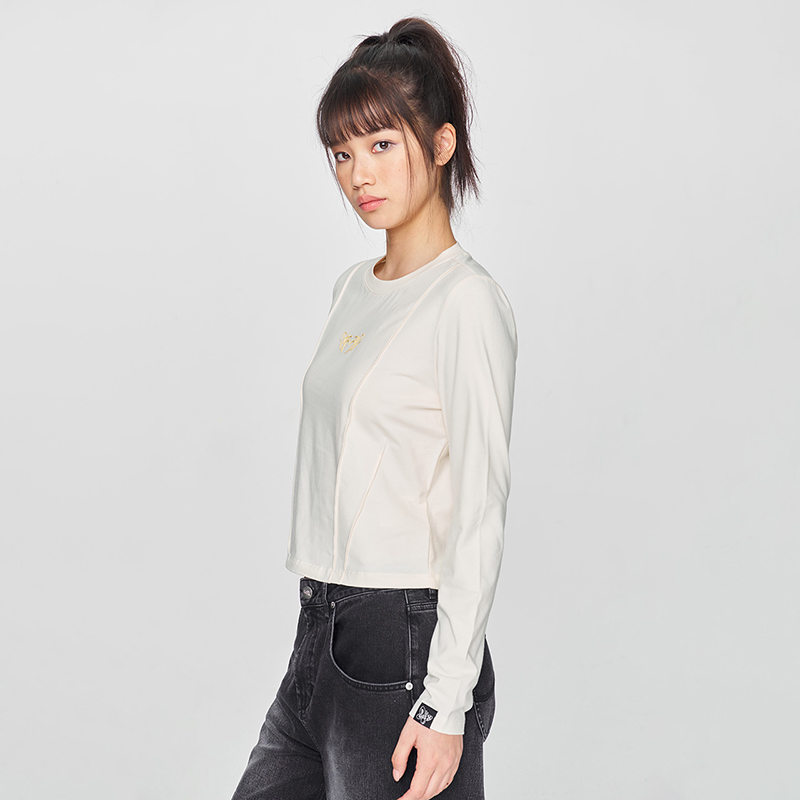 Lee25新品舒适版圆领字母胶印图案女长袖T恤休闲潮LWT009856K99 - 图3