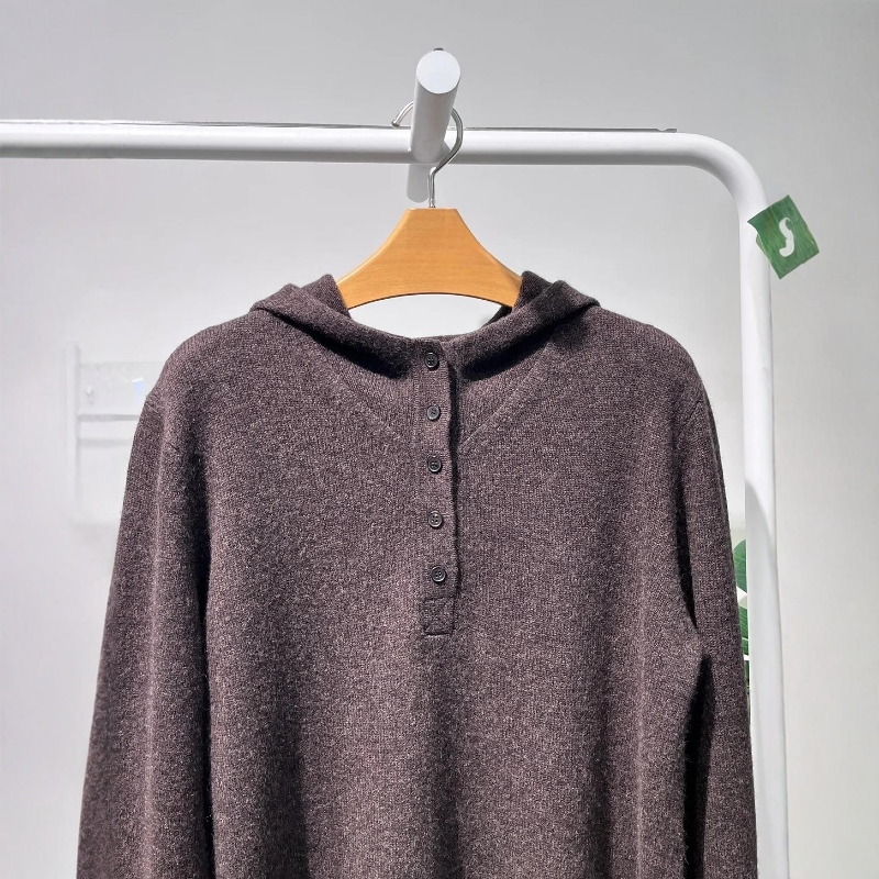 MM麦麦家2025秋冬新款宽松连帽绵羊毛针织衫女毛衣上衣5GA234181 - 图1