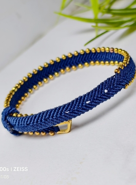 定制表带款金边珠手绳纯手工编织玉线宽版手链饰品礼物颜色可选