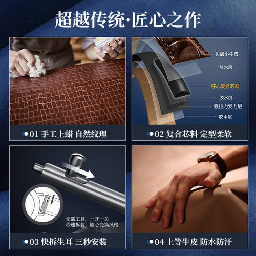 积优真皮手表带男士适用欧米茄西铁城美度浪琴名匠天梭牛皮表带女 - 图0