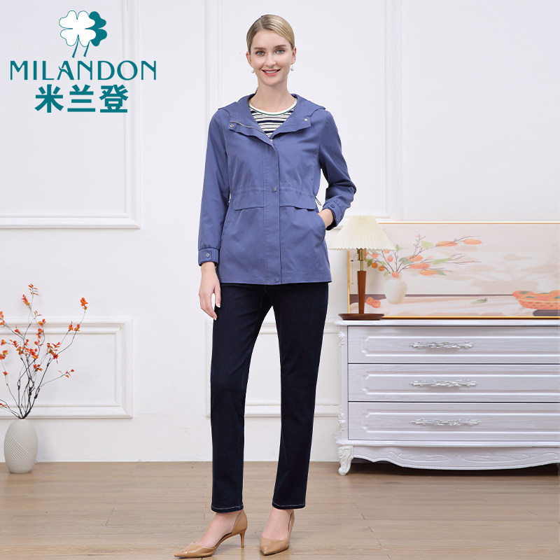 米兰登中老年妈妈装春秋季新款连帽风衣收腰外套女防风显瘦保暖潮,淘宝优惠券,粉丝福利购,淘宝优惠卷