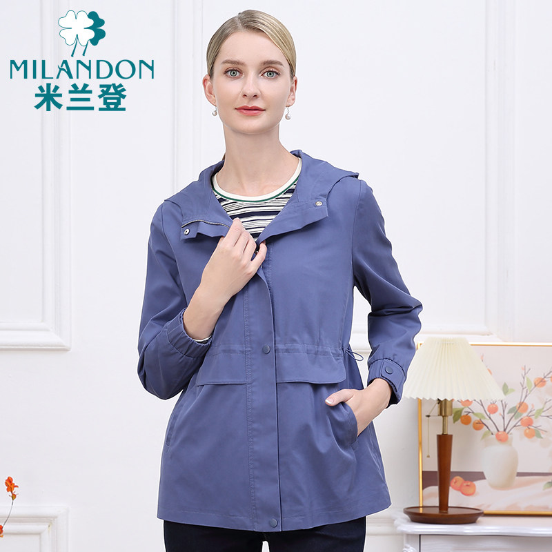 米兰登中老年妈妈装春秋季新款连帽风衣收腰外套女防风显瘦保暖潮,淘宝优惠券,粉丝福利购,淘宝优惠卷
