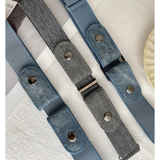 Denim waist-retracting artifact must-have belt for lazy people