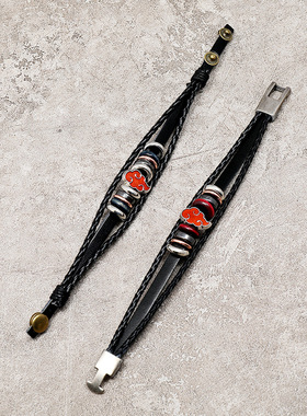 跨境电商货源欧美编织朋克牛皮手链个性动漫周边皮革饰品手饰