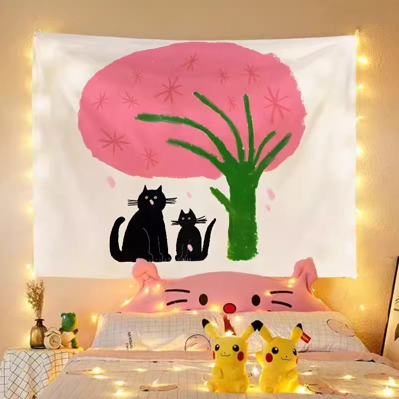 新款 ins风卡通治愈系挂布宿舍墙面免打孔卧室床头布房拍照背景布,淘宝优惠券,粉丝福利购,淘宝优惠卷