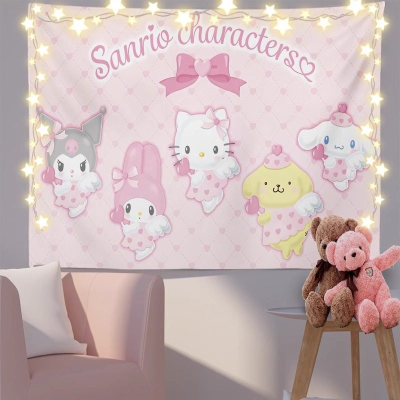 新款 三丽鸥卡通可爱网红墙面挂布背景布学生宿舍卧室床头装饰布,淘宝优惠券,粉丝福利购,淘宝优惠卷