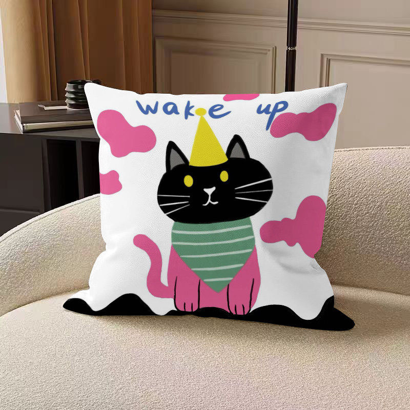 多巴胺黑粉猫抱枕卡通可爱靠枕客厅沙发靠背垫办公室午睡枕趴睡枕,淘宝优惠券,粉丝福利购,淘宝优惠卷