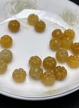 天然新疆黄色金丝玉南瓜珠