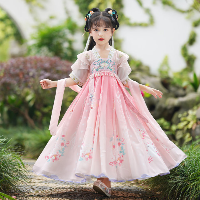 Children's Summer Hanfu Super Fairy Costume Girl 2024 New Girls Ancient Feng Tangguang Spring and Autumn Dress Summer