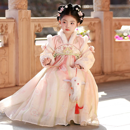 Hanfu Mädchen Herbst und Winter Rock 2025 neue Kinder antike plus Samt Prinzessin Kleid Winter chinesischen Stil Kostüm