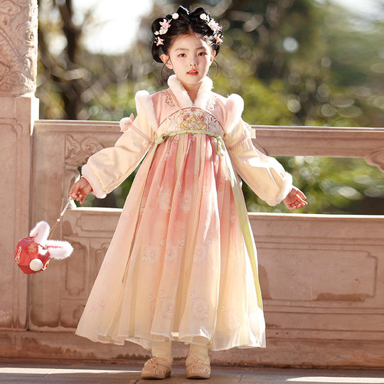 Hanfu Mädchen Herbst und Winter Rock 2025 neue Kinder antike plus Samt Prinzessin Kleid Winter chinesischen Stil Kostüm
