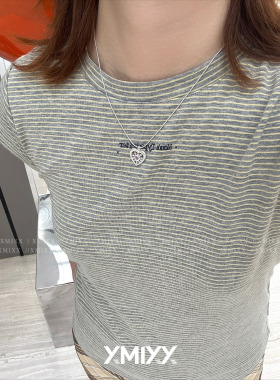 法式轻奢爱心锆石叠戴锁骨链女