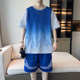 冰丝套装男夏季渐变色篮球服初高中学生短袖t恤宽松速干运动短裤