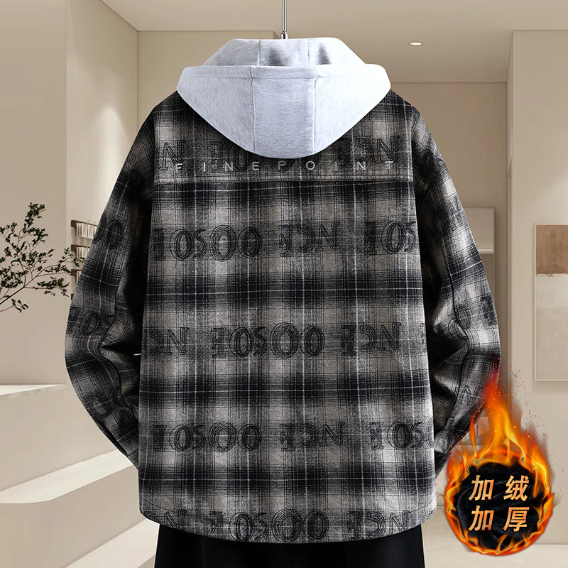 高级感男士加绒加厚牛仔外套2025冬季新款初高中学生连帽夹克棉衣,淘宝优惠券,粉丝福利购,淘宝优惠卷