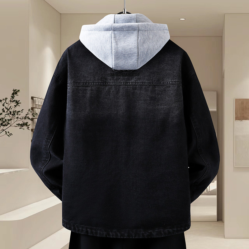 可拆卸帽牛仔衣男外套2025春秋季韩版潮流百搭夹克青少年男装褂子,淘宝优惠券,粉丝福利购,淘宝优惠卷