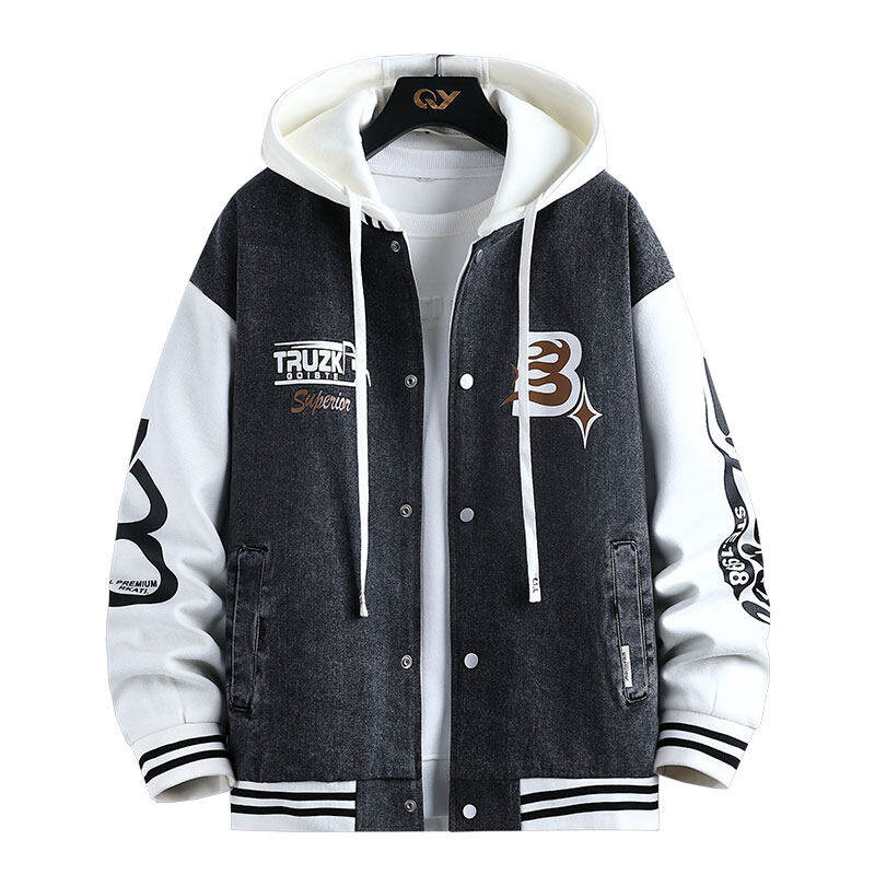 拼接撞色棒球服外套男孩青少年春秋款潮牌帅气初高中学生牛仔夹克,淘宝优惠券,粉丝福利购,淘宝优惠卷